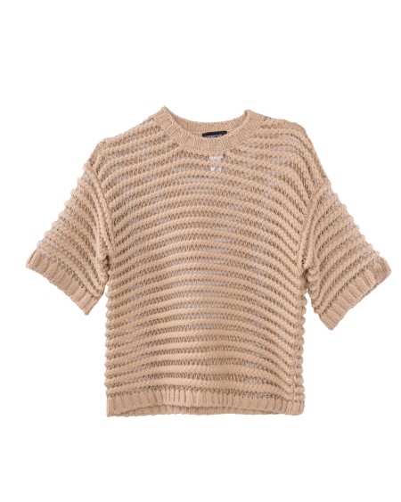 Shop FABIANA FILIPPI  Cappa: Fabiana Filippi maglia in cammello.
Girocollo boxy.
Realizzata in esclusivo filato catenella in puro cammello. Lavorazione a rigatura rete con filato lurex.
Prodotta con processi sostenibili.
Composizione: 80% cammello – 13% alpaca – 5% lana – 2% poliammide.
Made in Italy.. MAD215F094 L520-1236